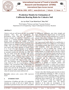 Prediction Models for Estimation of California Bearing Ratio for Cohesive Soil