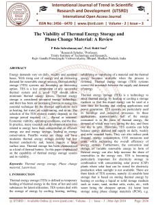 The Viability of Thermal Energy Storage and Phase Change Material A Review