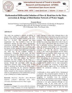 Mathematical Differential Solution of Flow and Head loss in the Flow correction and Design of Distribution Network of Water Supply