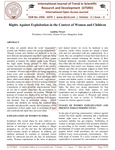 Rights Against Exploitation in the Context of Women and Children