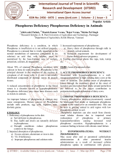 482 Phosphorus Deficiency Phosphorous Deficiency in Animals