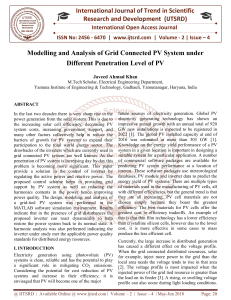 Modelling and Analysis of Grid Connected PV System under Different Penetration Level of PV