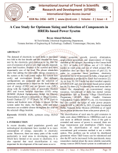 A Case Study for Optimum Sizing and Selection of Components in HRERs based Power Sysetm
