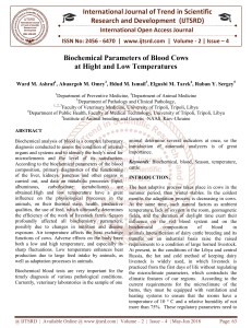 Biochemical Parameters of Blood Cows at Hight and Low Temperatures
