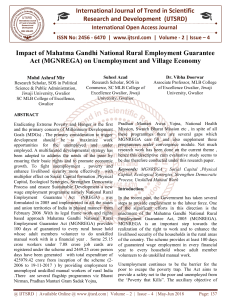 Impact of Mahatma Gandhi National Rural Employment Guarantee Act MGNREGA on Unemployment and Village Economy