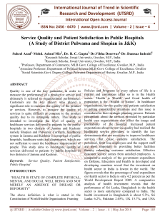 Service Quality and Patient Satisfaction in Public Hospitals A Study of District Pulwama and Shopian in JandK