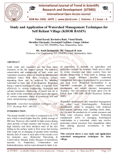 Study and Application of Watershed Management Techniques for Self Reliant Village KHOR BASIN