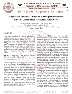 Comparative Analysis of Dispersion in Decagonal Structure of Photonic Crystal Fiber having Hole within Core