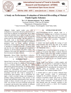 A Study on Performance Evaluation of Selected Diversifing of Mutual Funds Equity Schemes