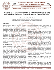 A Review on "CFD Analysis of Heat Transfer Enhancement of Shell and Tube Heat Exchanger Creating Triangular Fins on The Tube"