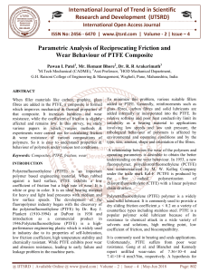 Parametric Analysis of Reciprocating Friction and Wear Behaviour of PTFE Composite