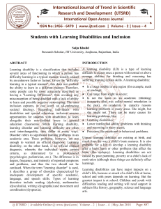 Students with Learning Disabilities and Inclusion