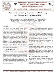 Optimization of Cutting Parameters in CNC Turning of AISI 304 and AISI 316 Stainless Steel