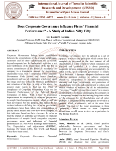 Does Corporate Governance influence Firms' Financial Performance A Study of Indian Nifty Fifty