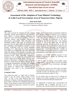 Assessment of the Adoption of Yam Minisett Technology in Lafia Local Government Area of Nasarawa State, Nigeria