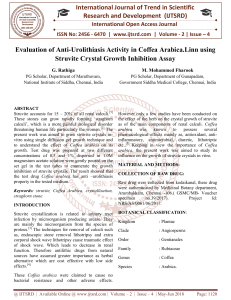 Evaluation of Anti Urolithiasis Activity in Coffea Arabica.Linn using Struvite Crystal Growth Inhibition Assay