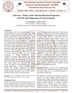 A Review Study of the Thermo Physical Properties of PCM with Dispersion of Nano Particles