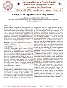 Bioanalysis An Important Tool in Drug Discovery