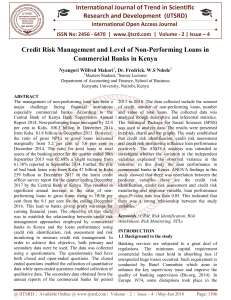 Credit Risk Management and Level of Non Performing Loans in Commercial Banks in Kenya
