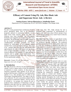 Efficacy of Cement Using Fly Ash, Rice Husk Ash and Sugarcane Straw Ash A Review