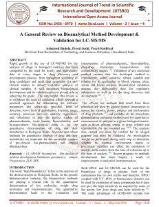 A General Review on Bioanalytical Method Development and Validation for LC MS MS