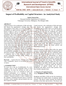 Impact of Profitability on Capital Structure An Analytical Study