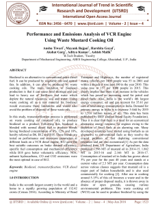 Performance and Emissions Analysis of VCR Engine Using Waste Mustard Cooking Oil
