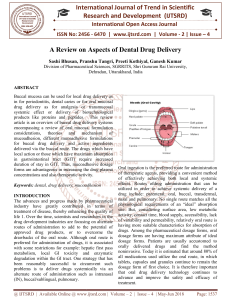 A Review on Aspects of Dental Drug Delivery