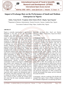 Impact of Exchange Rate on the Performance of Small and Medium Enterprises in Nigeria