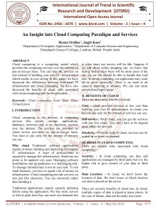 An Insight into Cloud Computing Paradigm and Services
