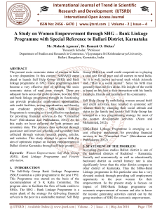 A Study on Women Empowerment through SHG - Bank Linkage Programme with Special Reference to Ballari District, Karnataka