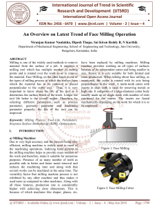 An Overview on Latest Trend of Face Milling Operation