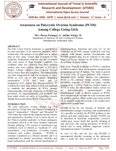 Awareness on Polycystic Ovarian Syndrome PCOS Among College Going Girls