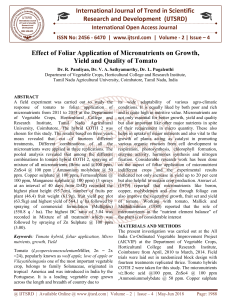 333 Effect of foliar application of micronutrients on growth