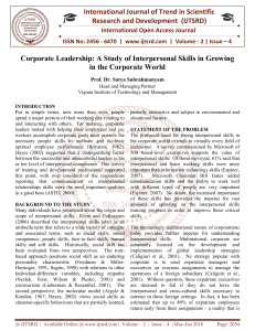 Corporate Leadership A Study of Interpersonal Skills in Growing in the Corporate World