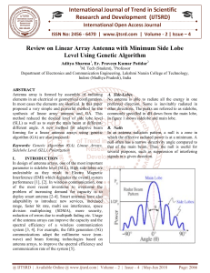 Review on Linear Array Antenna with Minimum Side Lobe Level Using Genetic Algorithm