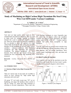 Study of Machining on High Carbon High Chromium Die Steel Using Wire Cut EDM under Various Conditions