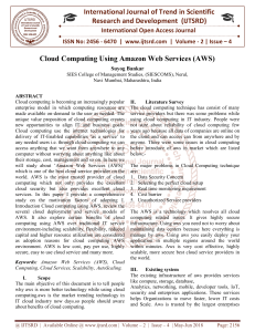 Cloud Computing Using Amazon Web Services AWS