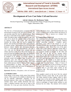 Development of Low Cost Solar Cell and Inverter