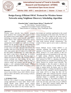 Design Energy Efficient SMAC Protocol for Wireless Sensor Networks using Neighbour Discovery Scheduling Algorithm