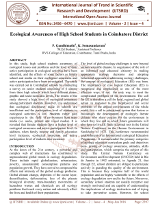 Ecological Awareness of High School Students in Coimbatore District