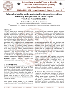 Column leachability test for understanding the persistence of four commonly used pesticides for cotton crop in Vidarbha, Maharshtra, India