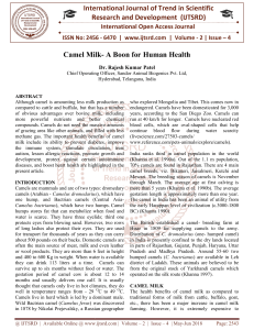 Camel Milk A Boon for Human Health