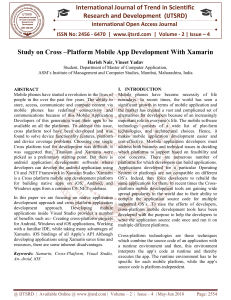 Study on Cross -Platform Mobile App Development With Xamarin