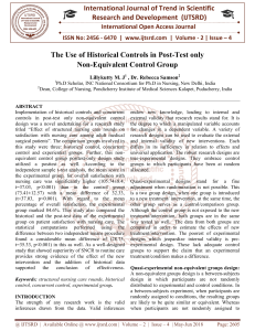 The Use of Historical Controls in Post Test only Non Equivalent Control Group