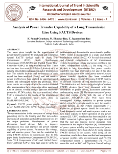 Analysis of Power Transfer Capability of a Long Transmission Line Using FACTS Devices