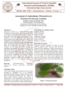 Assessment of Antioxidants, Phytoactives in Extracts of Colocasia esculenta