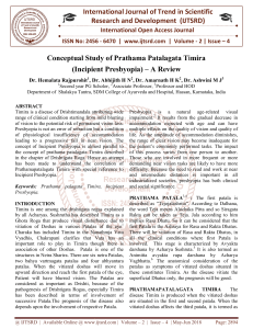 Conceptual Study of Prathama Patalagata Timira Incipient Presbyopia - A Review