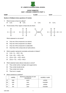 2020 Organic Chemistry Quiz 1
