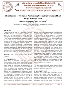 Identification of Medicinal Plants using Geometric Features of Leaf Image Through SVM